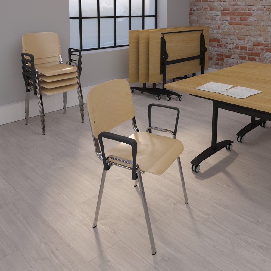 Iso Wipe Clean Wood Stacking Chairs 